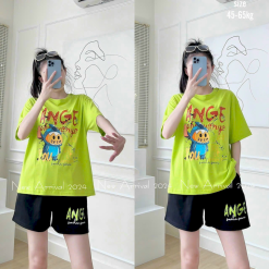 Đồ bộ thun nữ quần đùi in hình gấu stick form rộng 60kg - DBO4197