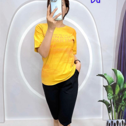 Đồ bộ quần ngố đen áo tay ngắn in nhiều chữ - DBO4201