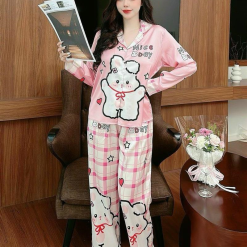 Đồ bộ latin mềm mịn quần dài tay dài in hình - DBO4203