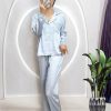 Đồ bộ pijama quần dài áo tay dài xước màu có túi phối ren - DBO4219