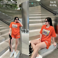 Đồ bộ thun nữ quần đùi in hình xương cá form rộng - DBO4234