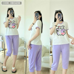 Đồ bộ quần ngố áo tay ngắn in hình gấu màu - DBO4238