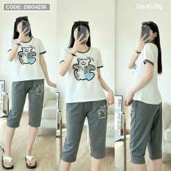 Đồ bộ quần ngố áo tay ngắn in hình gấu màu - DBO4238