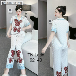 Đồ bộ latin mềm mịn quần dài tay ngắn in hình dể thương - DBO4240