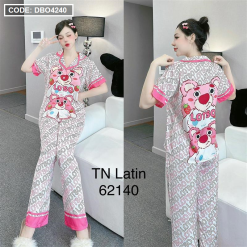 Đồ bộ latin mềm mịn quần dài tay ngắn in hình dể thương - DBO4240