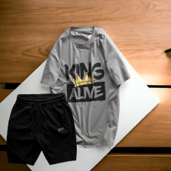 Set Bộ Nam Quần Short Thun Phối Áo Cổ Tròn Rurumen In Hình - SBN094