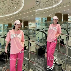 Đồ Bộ Thun Nữ Quần Dài In Chữ New York Áo Form Dưới 70kg - DBO4249