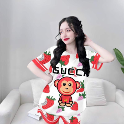 Đồ bộ quần đùi áo tay ngắn cổ tròn siêu mát in hình dể thương - DBO4262