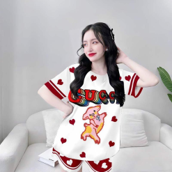 Đồ bộ quần đùi áo tay ngắn cổ tròn siêu mát in hình dể thương - DBO4262