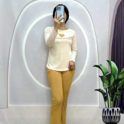 Đồ bộ quần dài áo tay dài in hình trái tim trước ngực - DBO4264