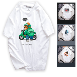 Áo Thun Nam Cổ Tròn Rurumen Màu Trắng In Hình Gấu Mang Balo (Có size 4x) - AB504