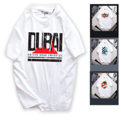 Áo Thun Nam Cổ Tròn Rurumen Màu Trắng In Logo Chữ DUBAI (Có size 4x) - AB506