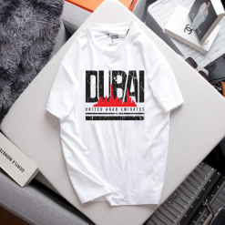 Áo Thun Nam Cổ Tròn Rurumen Màu Trắng In Logo Chữ DUBAI (Có size 4x) - AB506