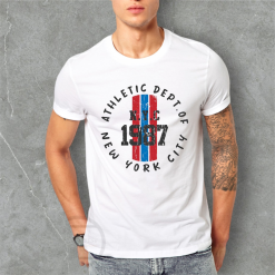 Áo Thun Nam Cổ Tròn Rurumen Màu Trắng In Chữ NYC 1987 (Có size 4x) - AB507