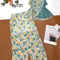 Đồ bộ voan quần dài áo sát nách hoạ tiết hoa - DBO4282