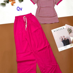 Đồ bộ quần dài áo cổ tròn sọc tay ngắn - DBO4283