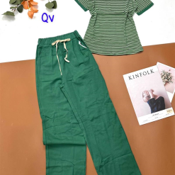 Đồ bộ quần dài áo cổ tròn sọc tay ngắn - DBO4283