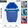 Áo thun cotton cổ bẻ sọc ngang( giá mới) - AS017