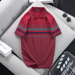 Áo thun cotton cổ bẻ sọc ngang( giá mới) - AS017