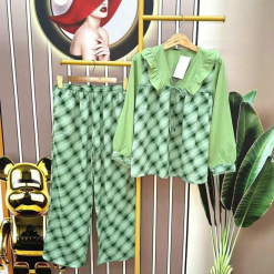 Đồ bộ caro mango quần dài áo tay dài cổ bèo - DBO4293