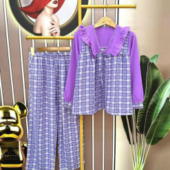 Đồ bộ caro mango quần dài áo tay dài cổ bèo - DBO4293