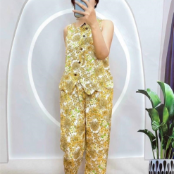 Đồ bộ mango quần dài áo sát nách có nút - DBO4298