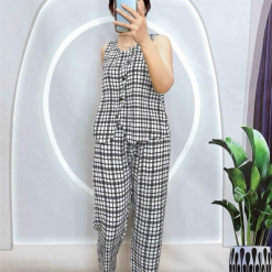 Đồ bộ mango quần dài áo sát nách có nút - DBO4298