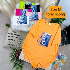 Áo Thun Nữ Cổ Tròn Form Suông Ôm In Hình Size M(40-60kg) - AG1224M
