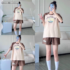 Đồ bộ quần đùi áo tay ngắn in hình chiếc thuyền - DBO4308