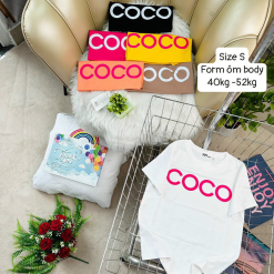 Áo Thun Nữ Cổ Tròn Form Ôm Body In Hình Size S(40-52kg) - AG1224S