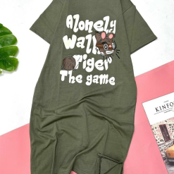 Đầm form suông tay ngắn cổ tròn in chữ - DBO4311