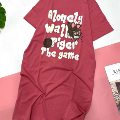 Đầm form suông tay ngắn cổ tròn in chữ - DBO4311