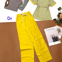 Đồ bộ quần dài trơn áo cổ tròn sọc tay ngắn - DBO4314