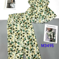 Đồ bộ mango quần dài áo sát nách sau lưng có nút - DBO4316