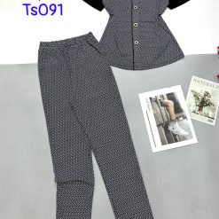 Đồ bộ quần dài áo tay ngắn cổ vuông in hoạ tiết nhỏ - DBO4317