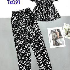 Đồ bộ quần dài áo tay ngắn cổ vuông in hoạ tiết nhỏ - DBO4317