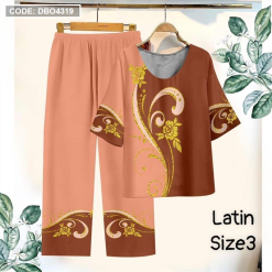 Đồ bộ lụa latin in bông trung niên Có 3 size - DBO4319