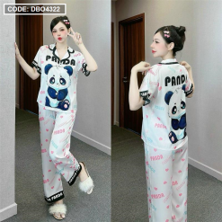 Đồ bộ pijama latin quần dài áo tay ngắn cổ bẻ in hoa tiết - DBO4322