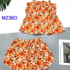 Đồ bộ mango quần đùi áo hai dây in hoạ tiết - DBO4324