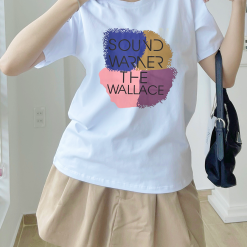 Áo Thun Nữ Cổ Tròn Form Vừa In Chữ Sound Warner Size M(40-60kg) - AG1227M