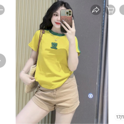 Áo Thun Nữ Cổ Tròn Baby Tee Viền Bo Màu In Chữ Gấu Mạc AH787 - AG1231
