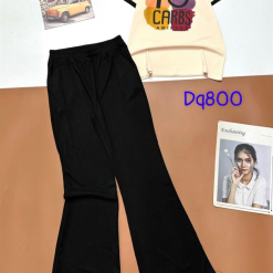 Đồ bộ quần dài ống loa áo cổ tròn tay ngắn in hình - DBO4331