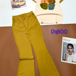 Đồ bộ quần dài ống loa áo cổ tròn tay ngắn in hình - DBO4331