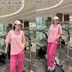 Đồ bộ form rộng thun nữ quần dài in chữ New York - DBO4334
