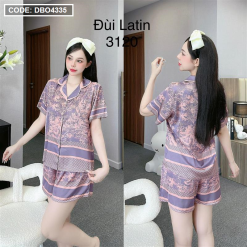 Đồ bộ quần đùi áo tay ngắn cổ bẻ hoạ tiết dể thương - DBO4335