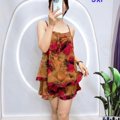 Đồ bộ vải tonl áo hai dây quần đùi siêu mát - DBO4338