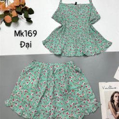 Đồ bộ mango quần đùi áo hai dây in hoạ tiết bông nhỏ - DBO4345