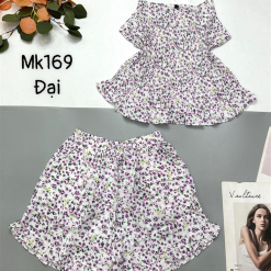 Đồ bộ mango quần đùi áo hai dây in hoạ tiết bông nhỏ - DBO4345