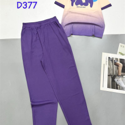 Đồ bộ tăm lạnh quần dài áo cổ tròn tay ngắn in chữ - DBO4349