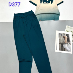 Đồ bộ tăm lạnh quần dài áo cổ tròn tay ngắn in chữ - DBO4349